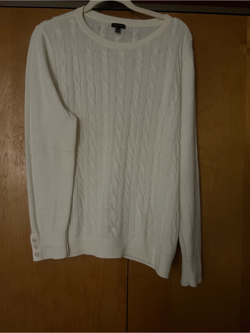 Talbots Ivory Cable Crewneck Sweater